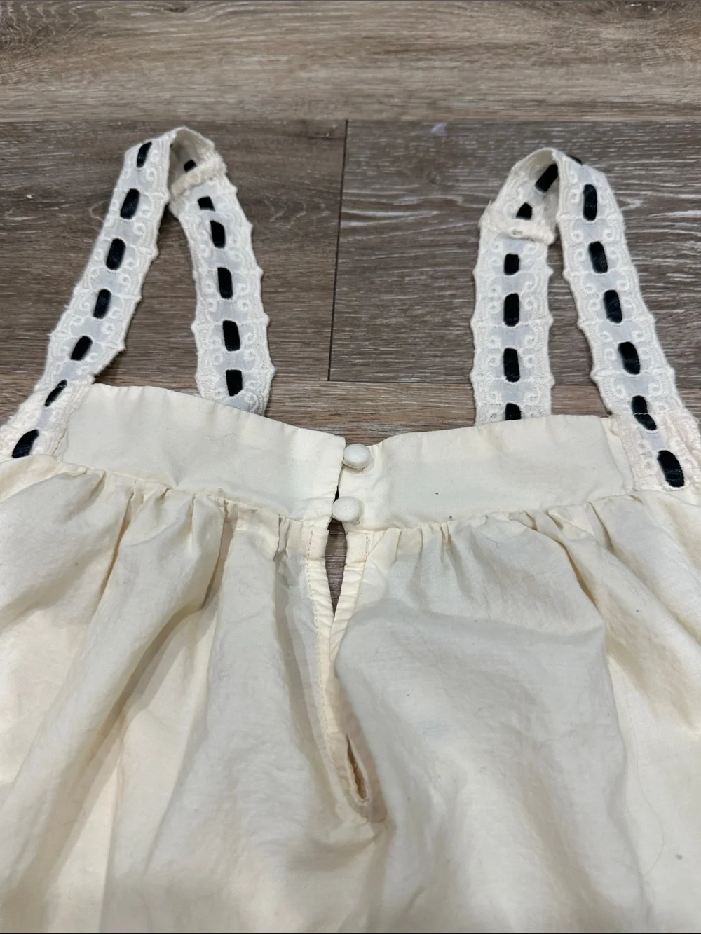 Anthropologie Cream Eyelet Maxi Dress with Black Tie - Picture 10 of 11